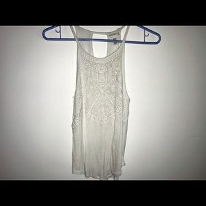 White Embroidered Tank Top